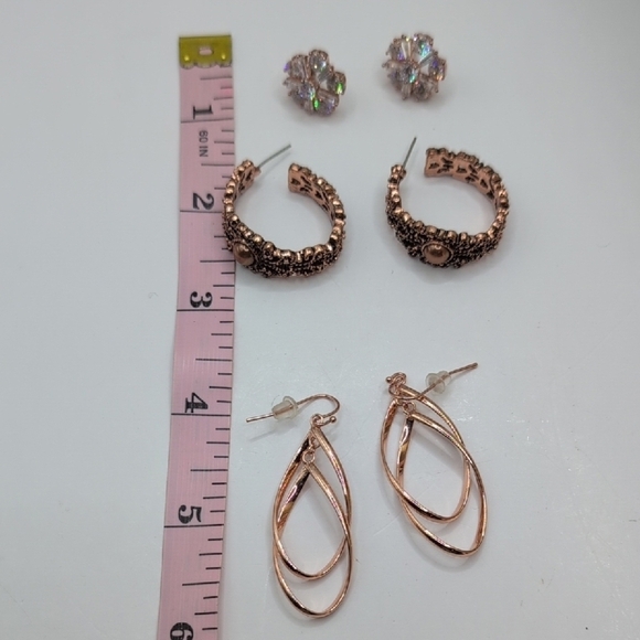 Elegant Rose Gold and Silver Earrings Set - Picture 4 of 4
